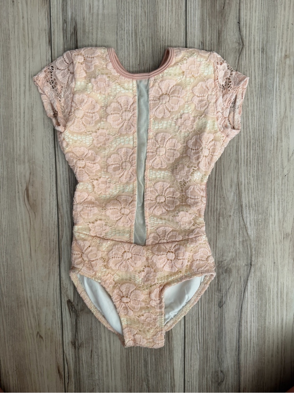 Chelsea B. Lace Floral One-Piece Bodysuit in Blush Pink